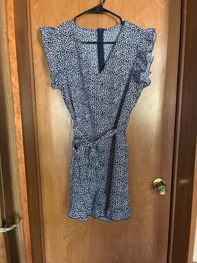 Navy Blue Floral Wrap Romper size Small